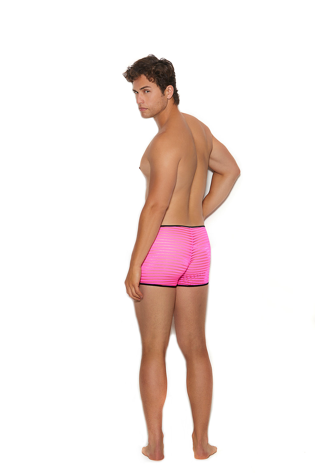 Elegant Moments Mens Striped Mesh Boxer Brief