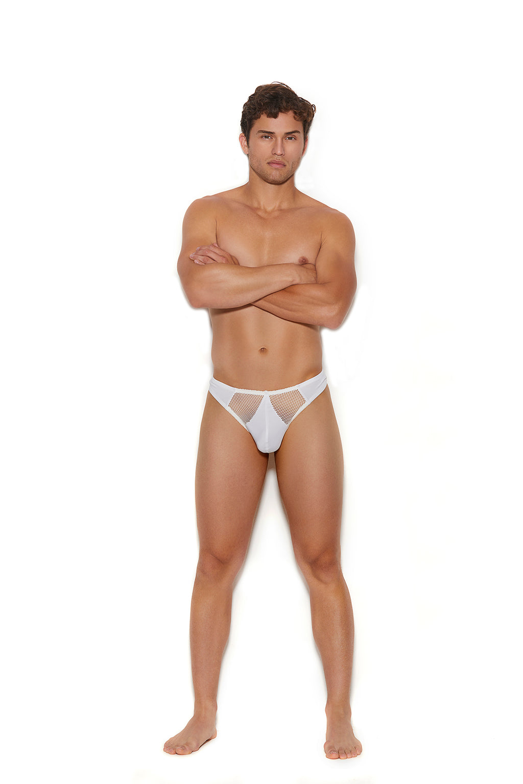 Elegant Moments Mens Fishnet And Lycra Thong